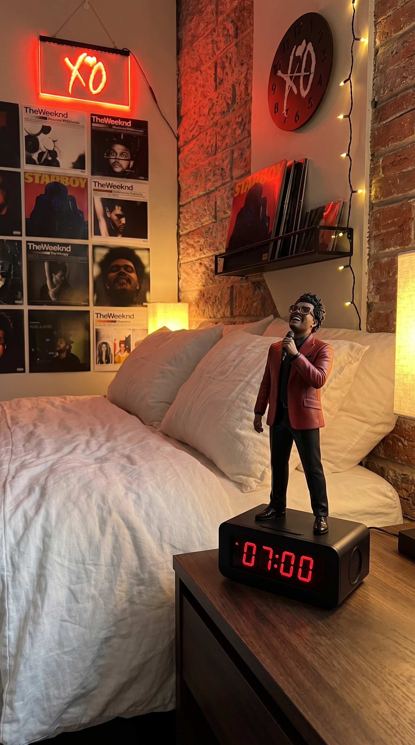 Starboy Alarm Clock on a bedside nightstand