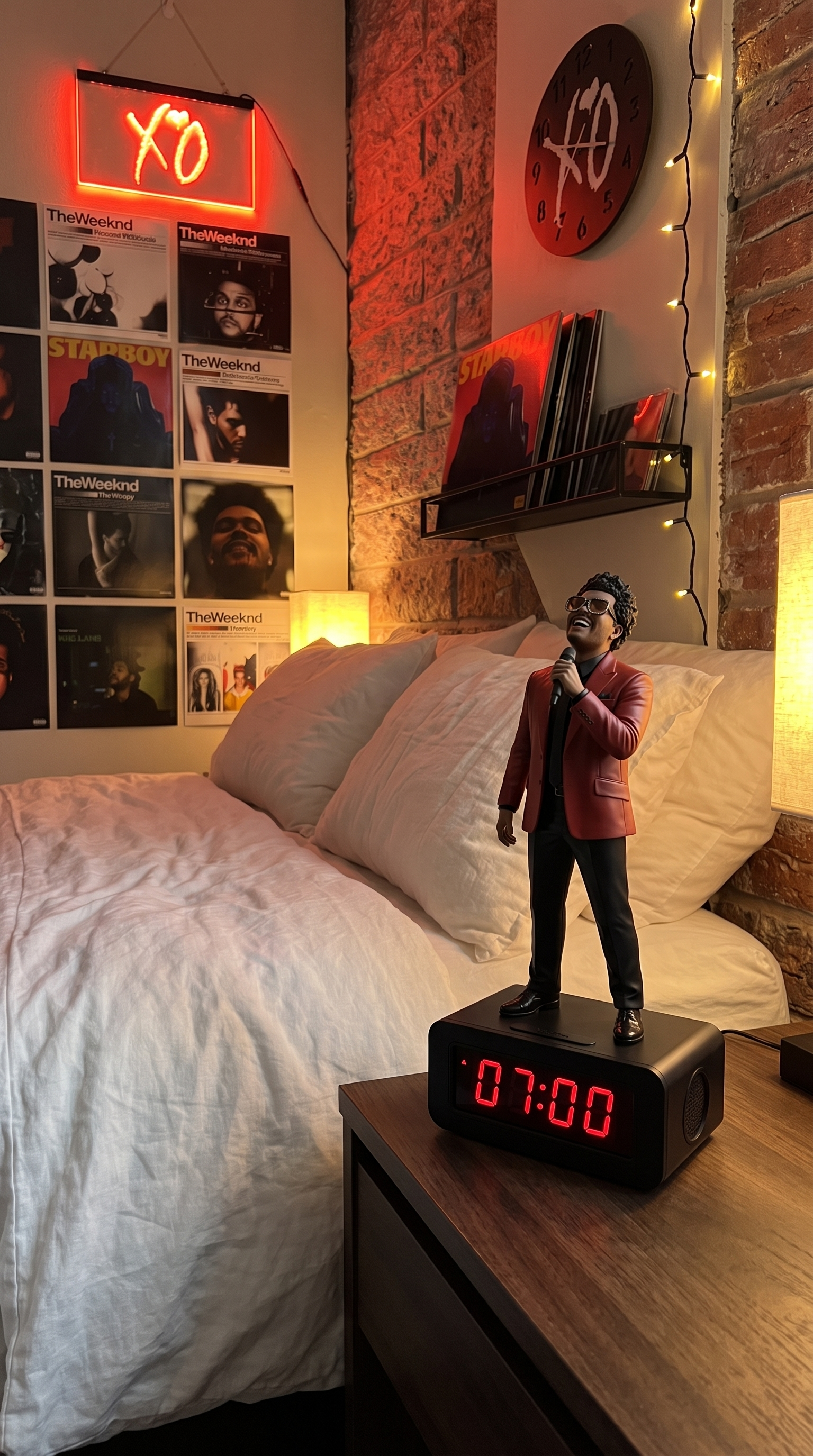 Starboy Alarm Clock on a bedside nightstand